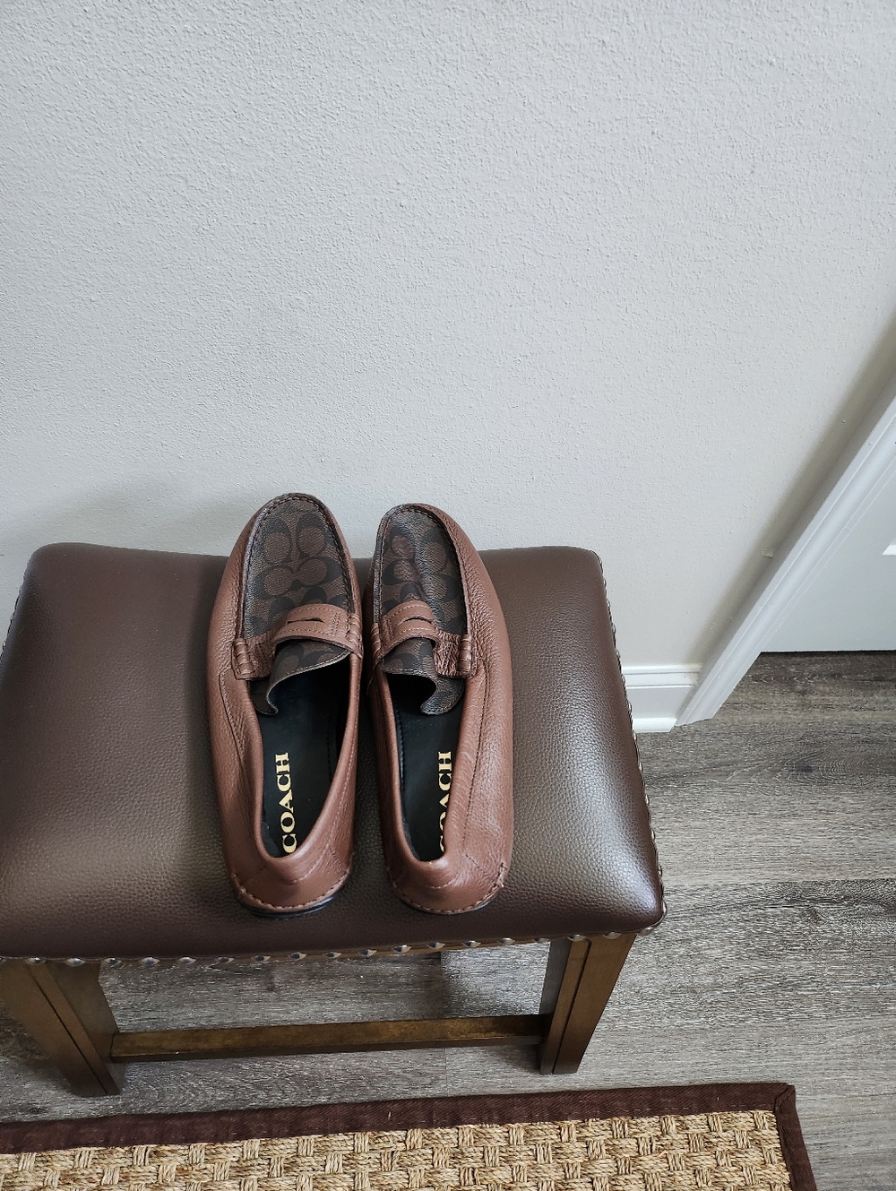 Coach Men’s Brown Leather Slip-On Loafers with Signature Logo Lining